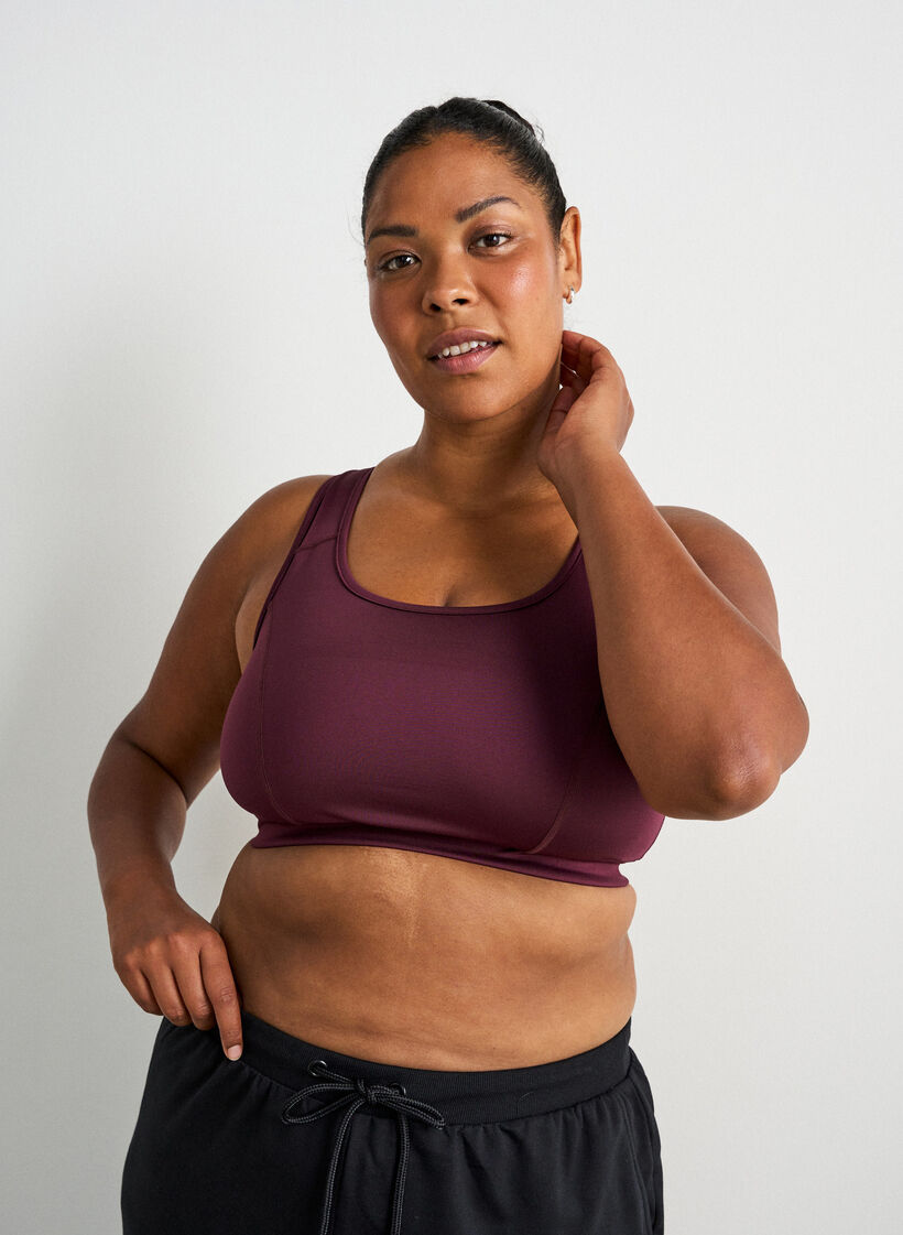 Brassi&egrave;re de sport avec dos nageur, Bordeaux, Model image number 0