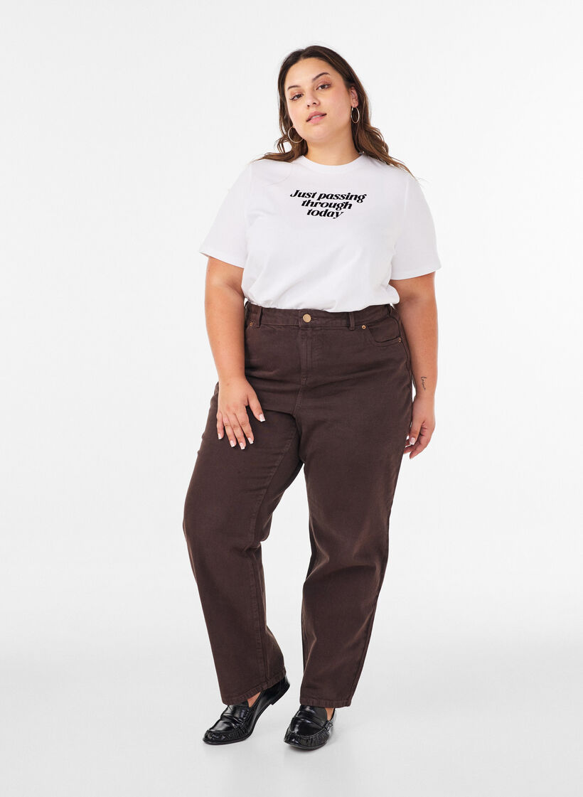T-shirt en coton avec texte imprim&eacute;, Blanc, Model image number 1