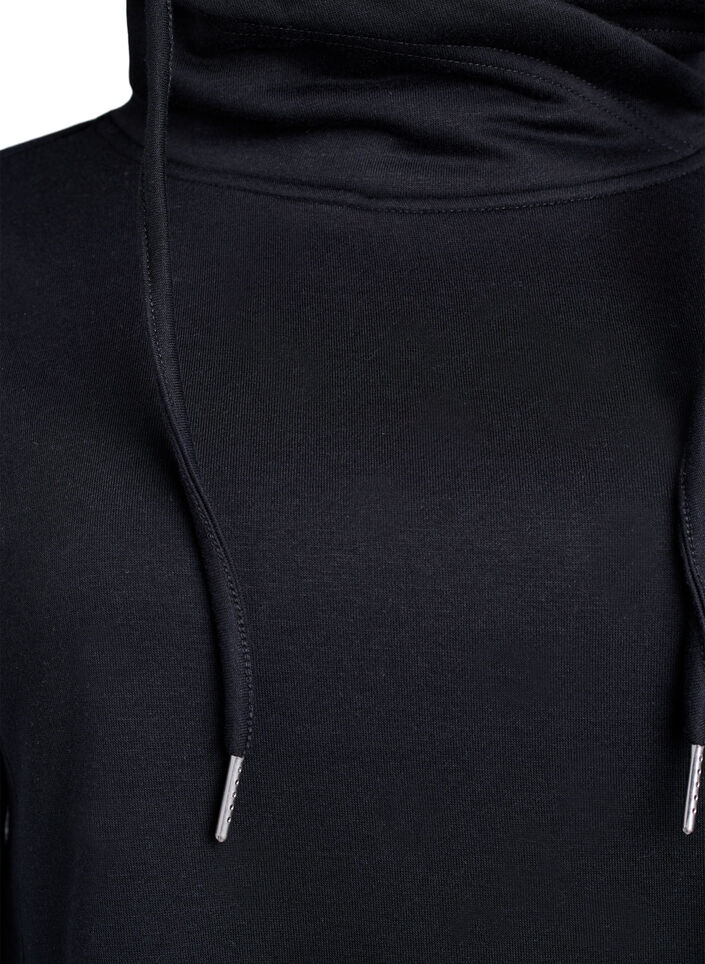 FLASH - Robe sweat-shirt courte à col montant et poches, Noir, Packshot image number 2