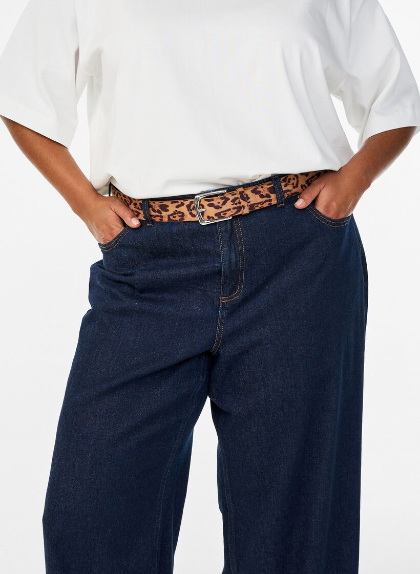 Ceinture à imprimé léopard, Marron, Model image number 0