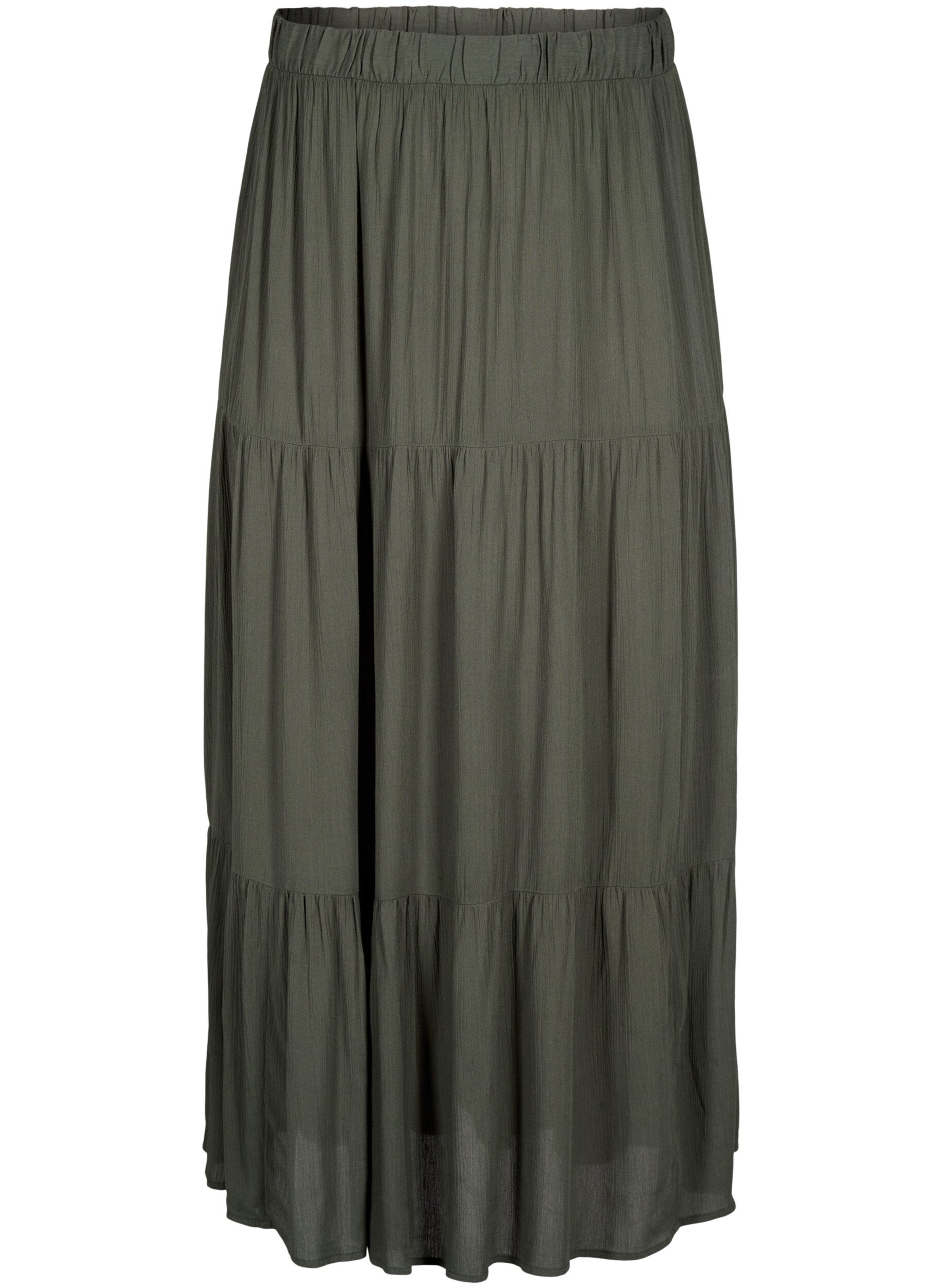 ZizziJupe longue &agrave; taille &eacute;lastiqu&eacute;e, Vert, Packshot image number 0