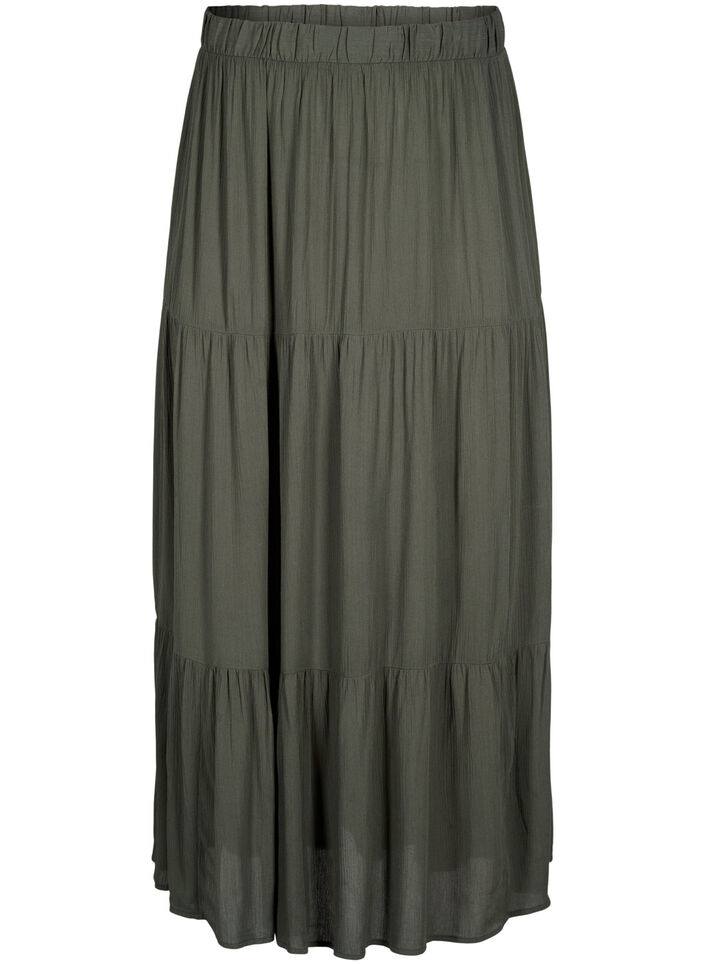 Jupe longue &agrave; taille &eacute;lastiqu&eacute;e, Vert, Packshot image number 0