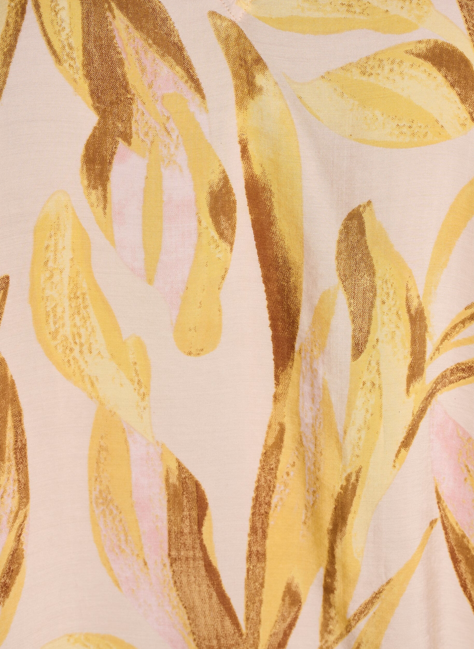 ZizziBlouse en viscose &agrave; imprim&eacute; feuillage avec volants, Jaune, Packshot image number 2