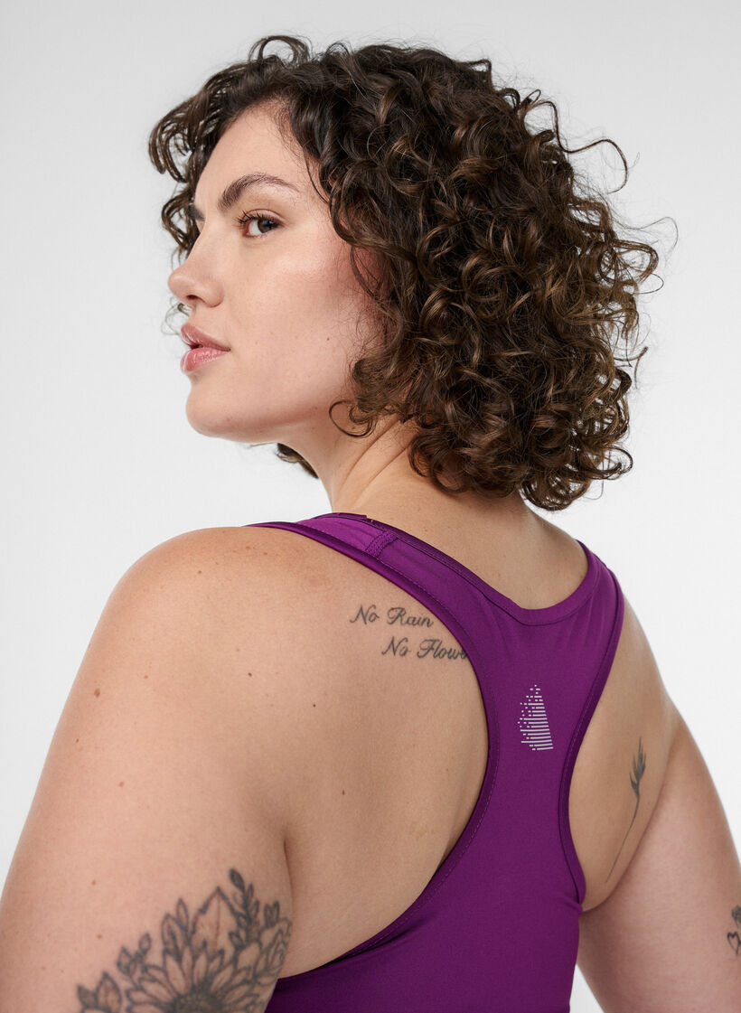 Brassière de sport avec dos nageur, Violet, Model image number 3