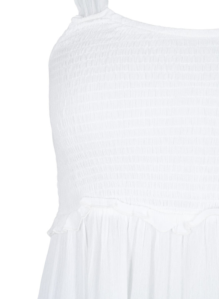 Robe midi en viscose avec smock, Bright White, Packshot image number 2