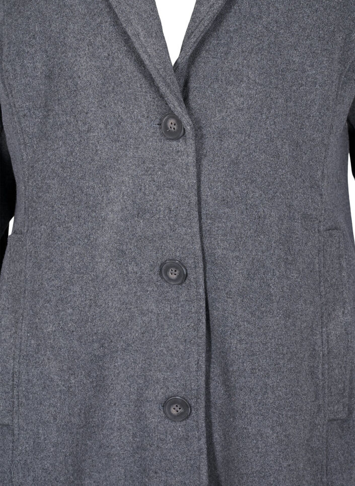 Manteau long en laine avec des poches, Dark Grey Melange, Packshot image number 2