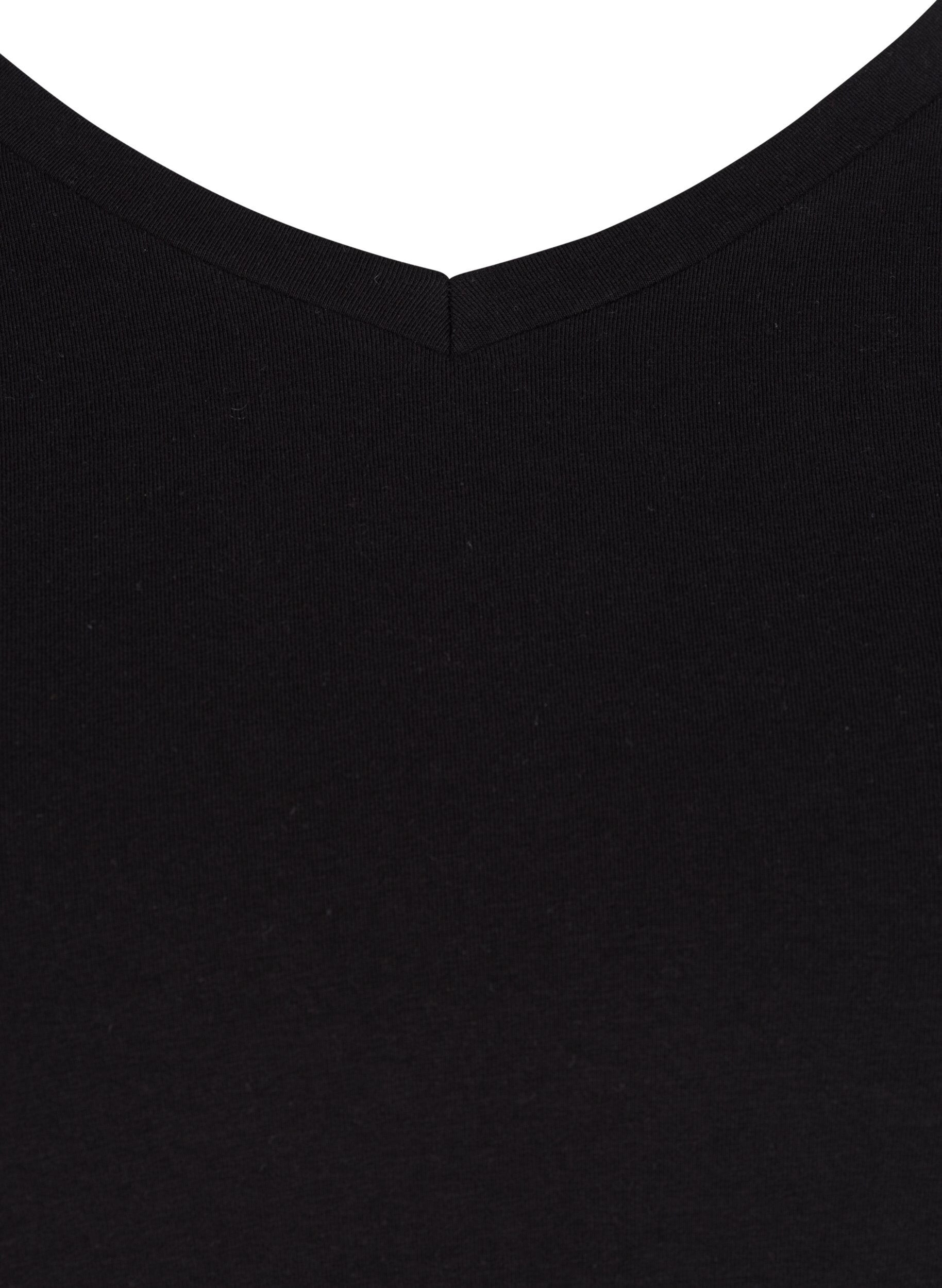 Zizzi T-shirt basic uni en coton, Noir, Packshot image number 2