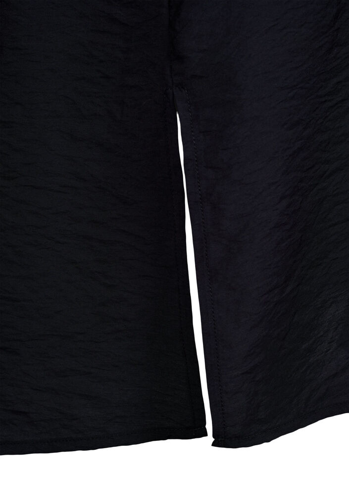 Robe &agrave; col en V en viscose, Noir, Packshot image number 3