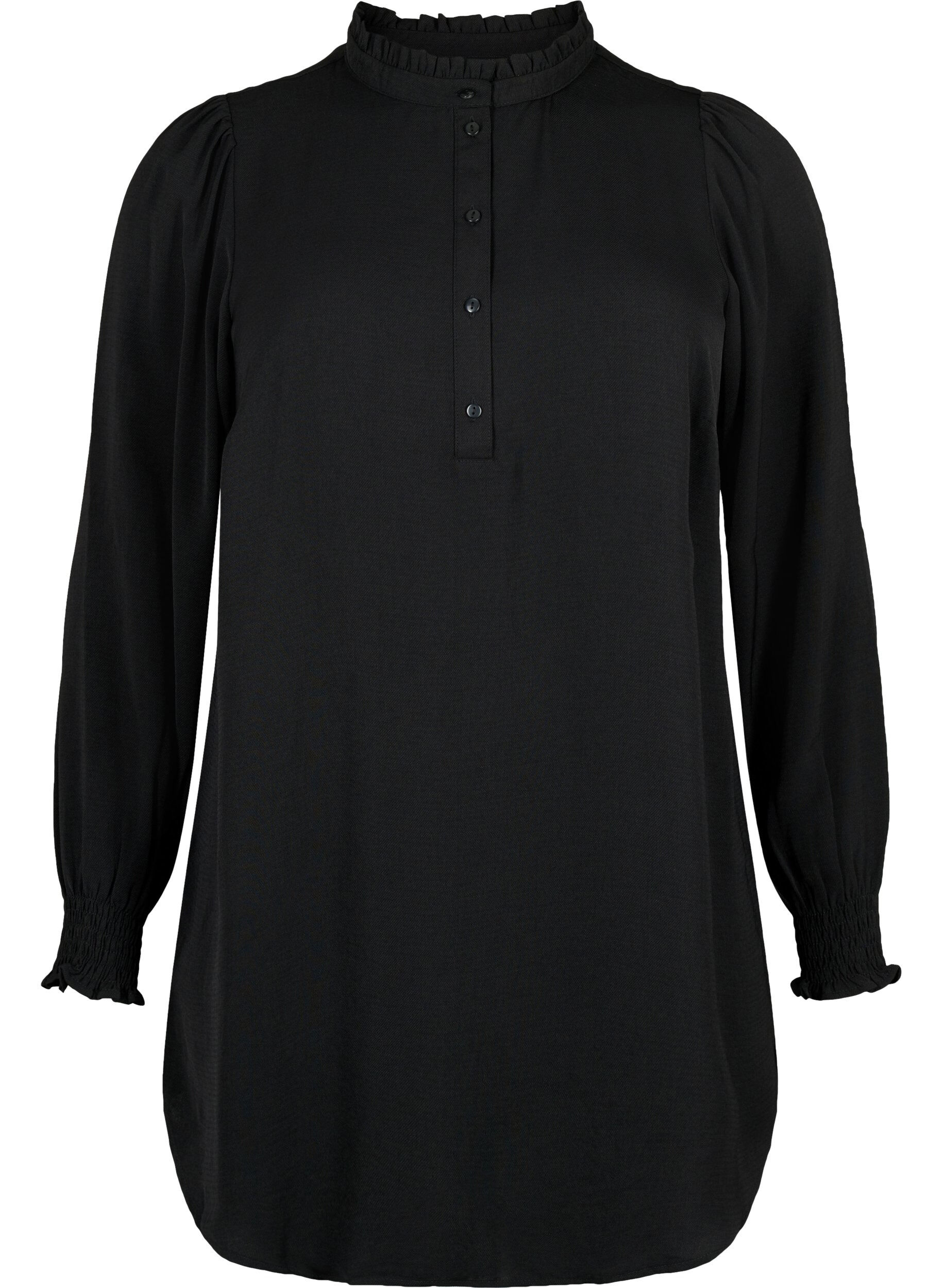 Zizzi Tunique avec des smocks, Black, Packshot image number 0