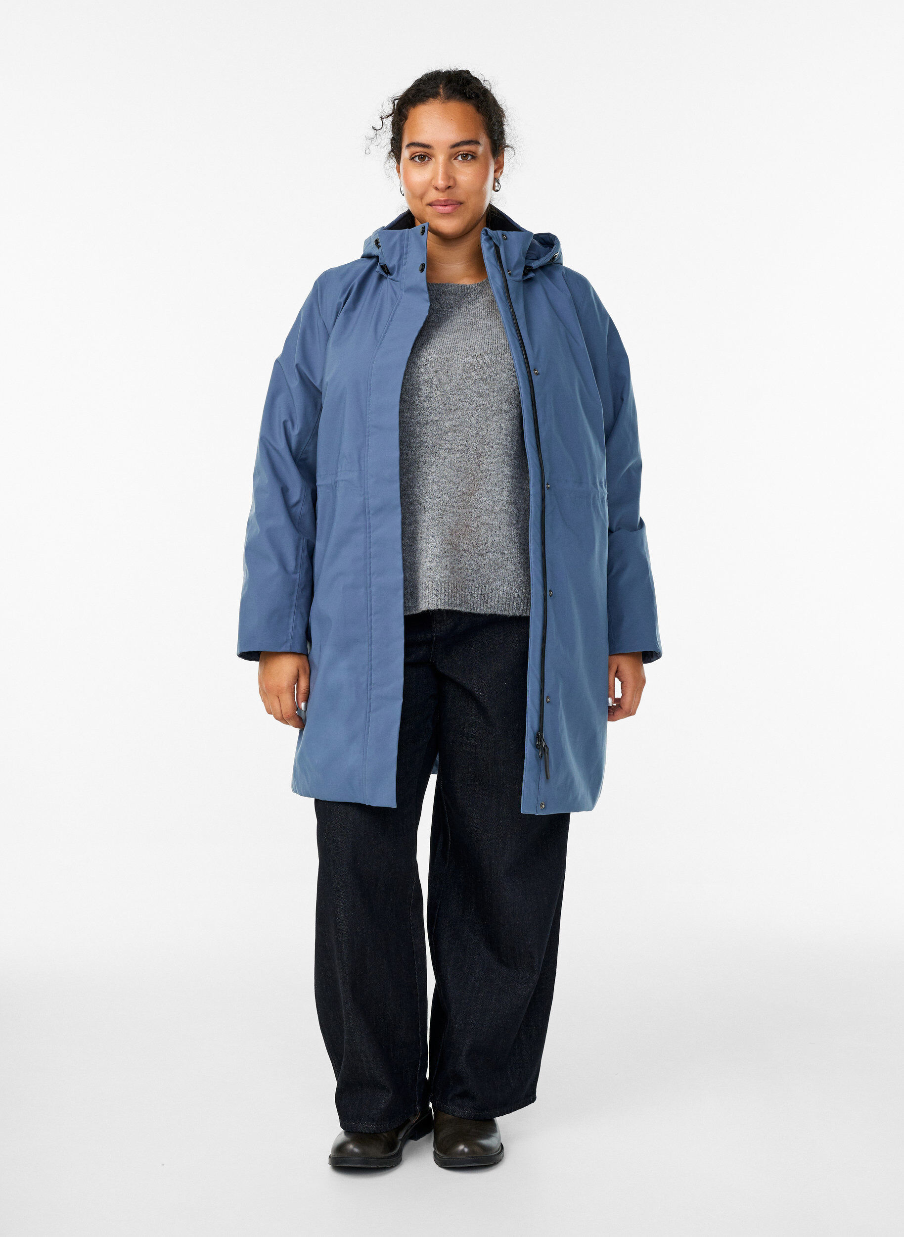 Zizzi Parka d'hiver fonctionnelle et rembourr&eacute;e, Bleu, Model image number 1