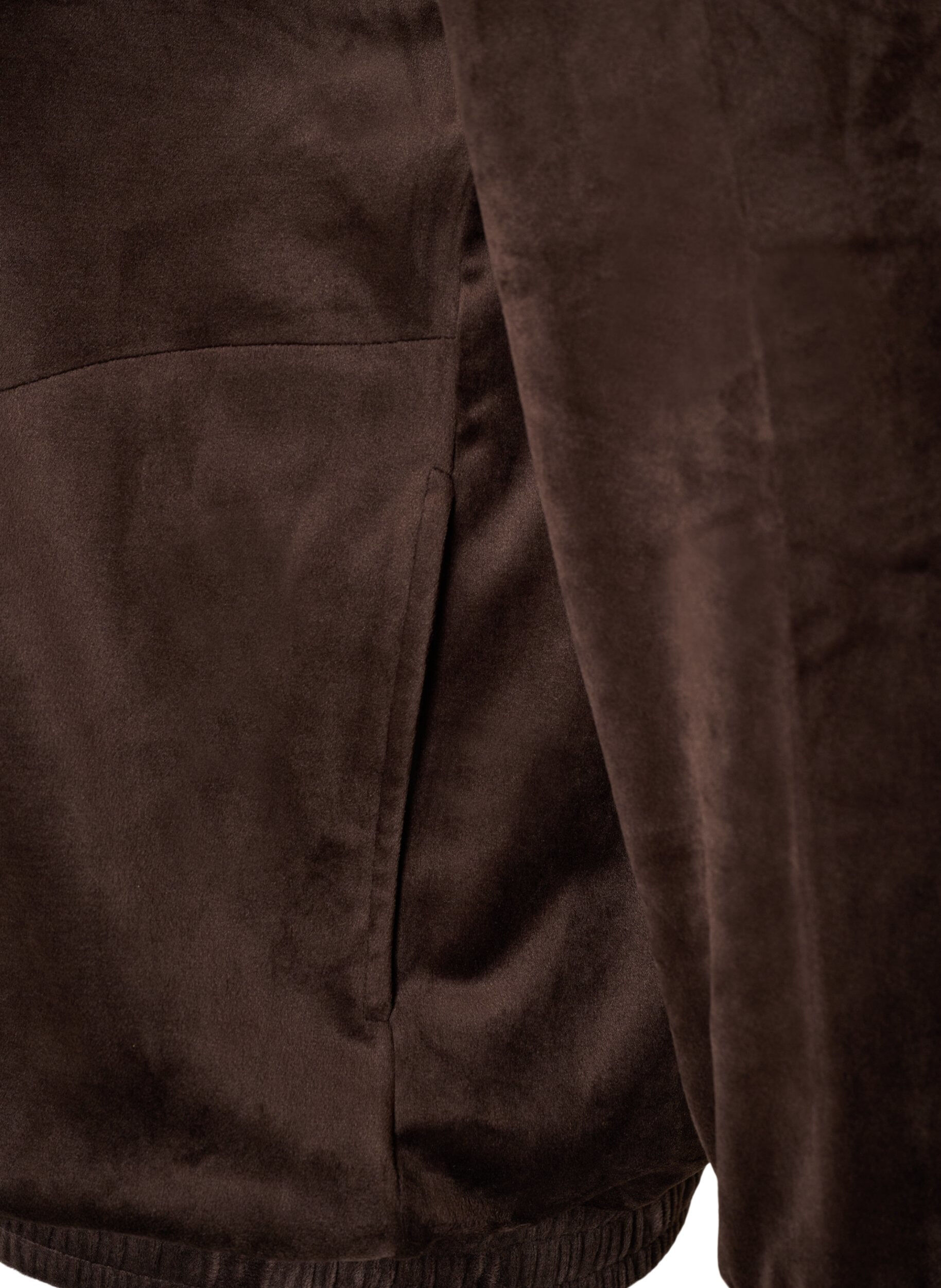 ZizziCardigan en velours doux avec fermeture zipp&eacute;e et col montant, Marron, Packshot image number 3
