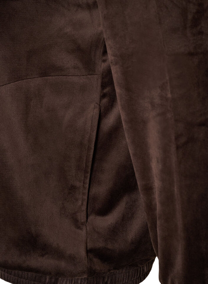 Cardigan en velours doux avec fermeture zipp&eacute;e et col montant, Marron, Packshot image number 3