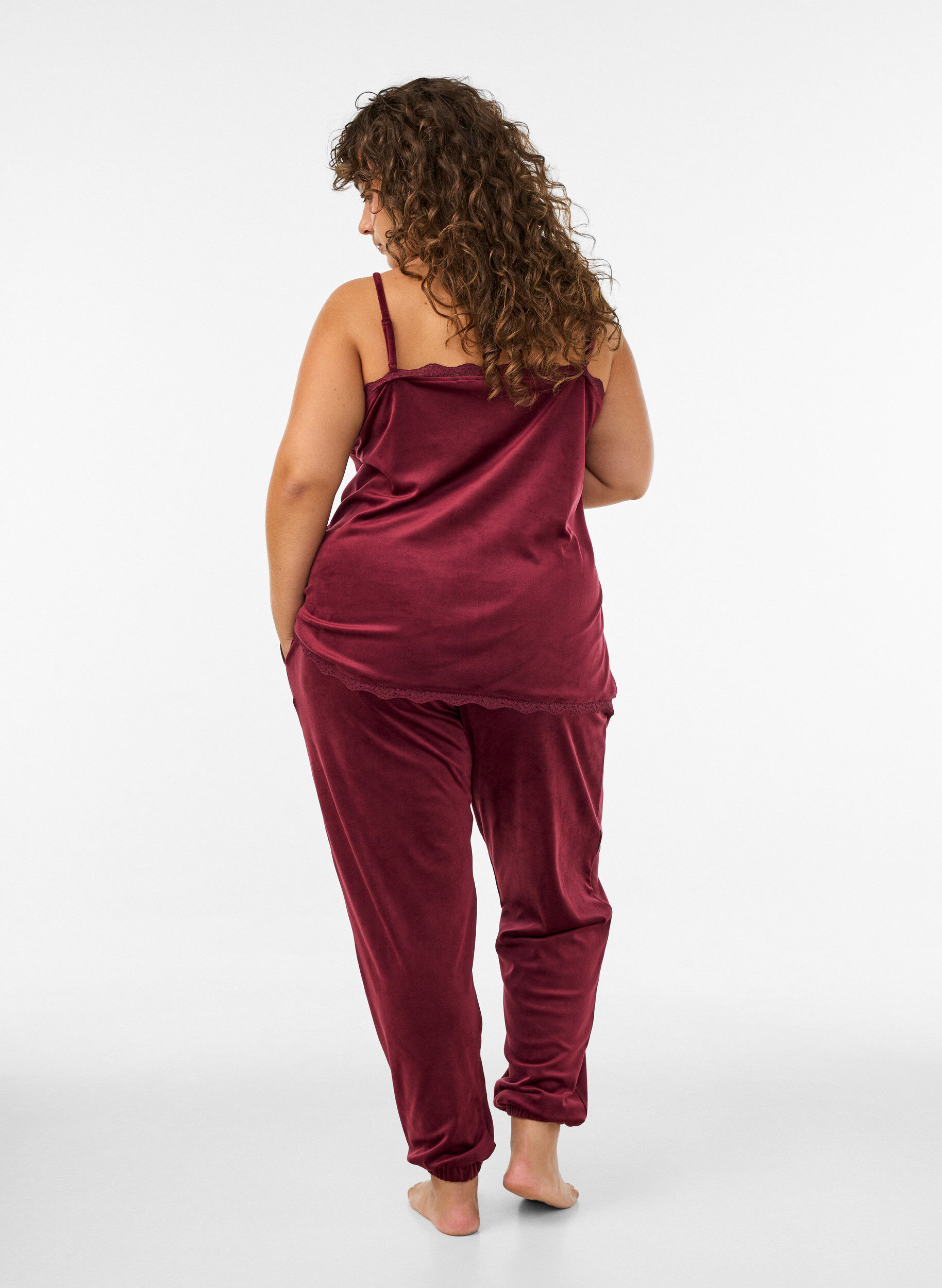 ZizziPantalon ample en velours, Bordeaux, Model image number 2