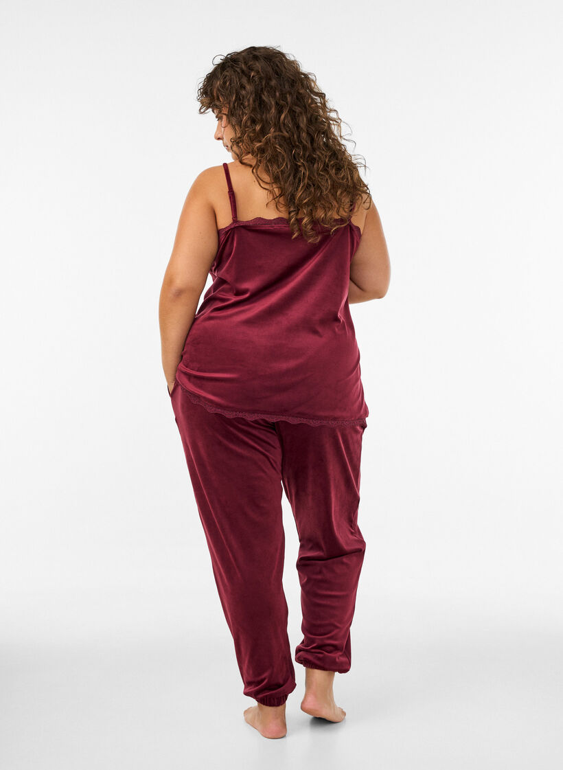 Pantalon ample en velours, Bordeaux, Model image number 2