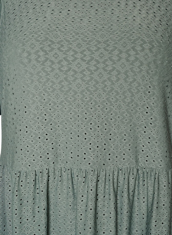 Robe courte avec motif en dentelle et jupe &agrave; volants, Vert fonc&eacute;, Packshot image number 2