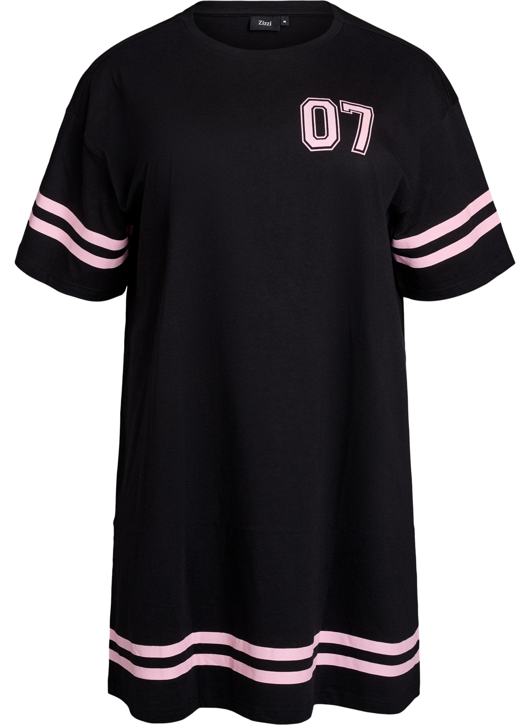Zizzi Robe T-shirt courte avec d&eacute;tails sport, Noir, Packshot image number 0