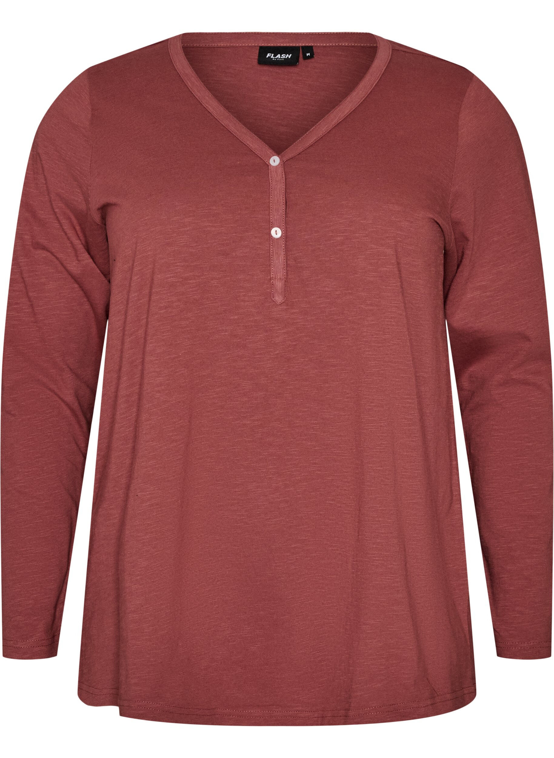 FLASH - T-shirt &agrave; manches longues avec col V et boutons
