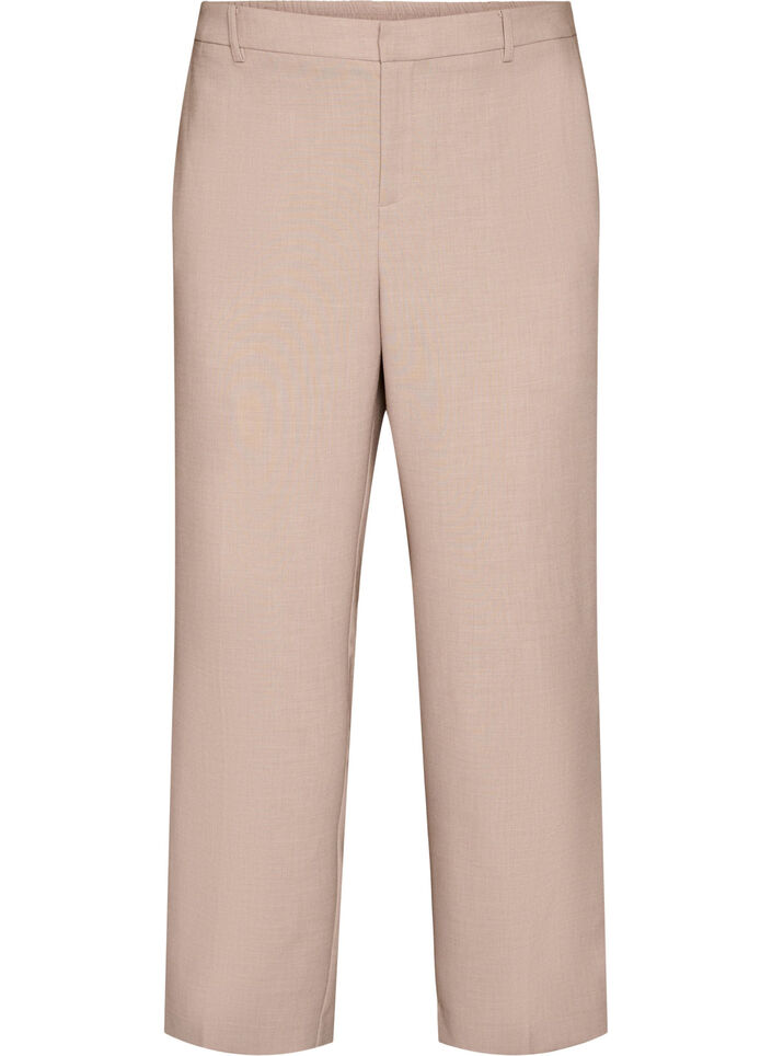 Pantalon de tailleur taille haute et coupe droite, Beige, Packshot