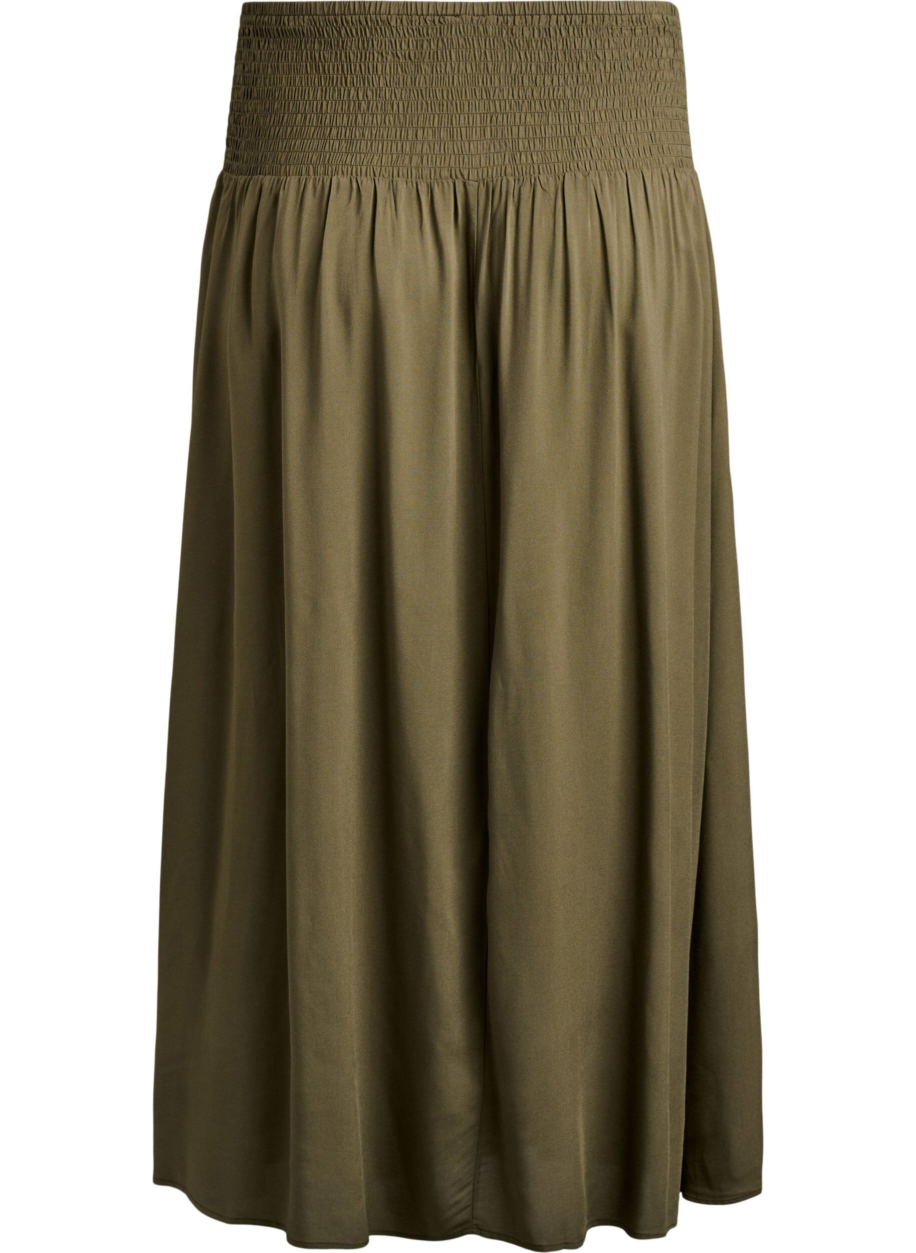 ZizziJupe longue en viscose avec smocks, Vert, Packshot image number 1