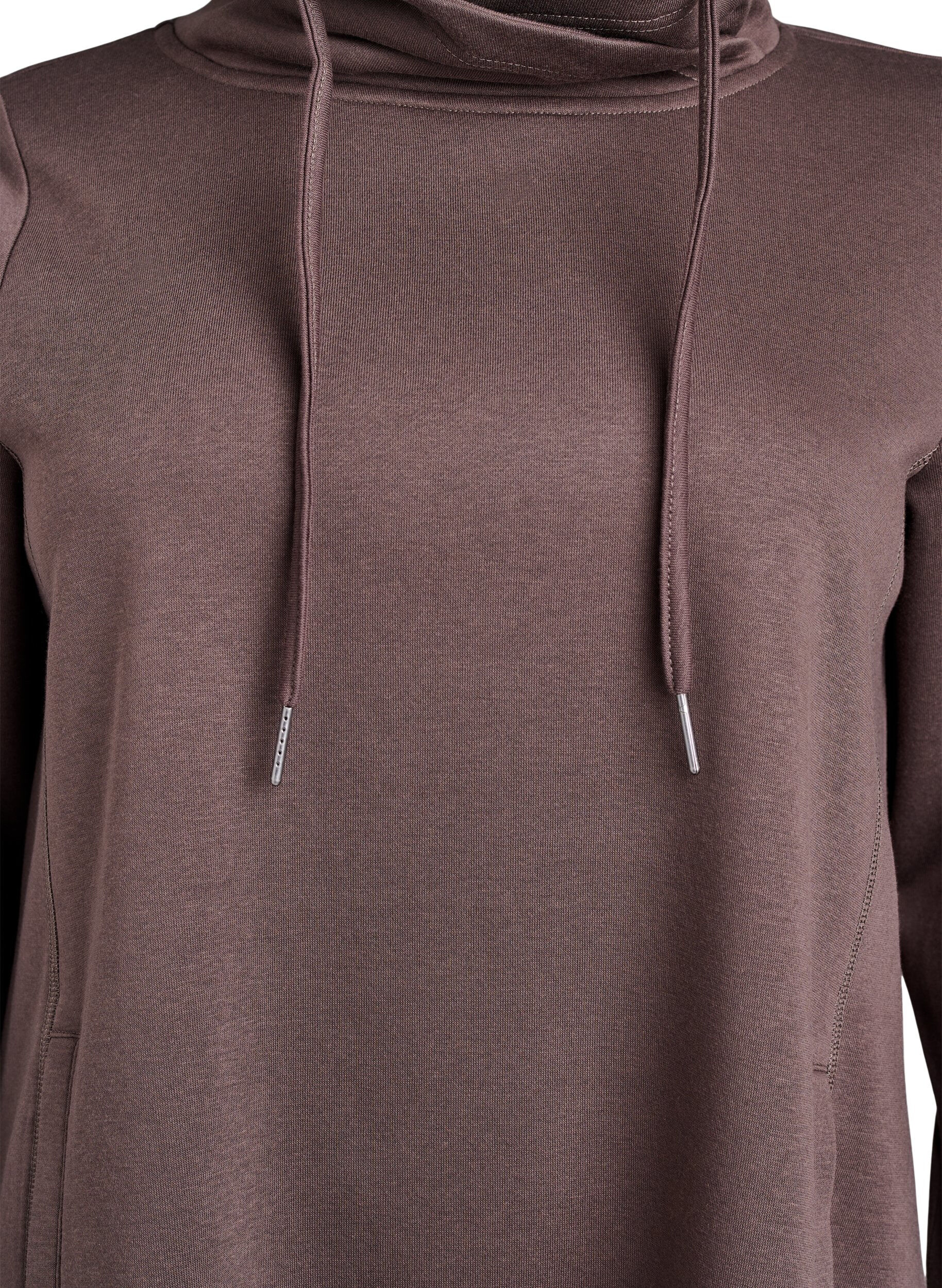 Zizzi FLASH - Robe sweat-shirt courte &agrave; col montant et poches, Marron, Packshot image number 2