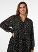 Robe &agrave; imprim&eacute; int&eacute;gral et volant superpos&eacute;, Noir, Model image number 2