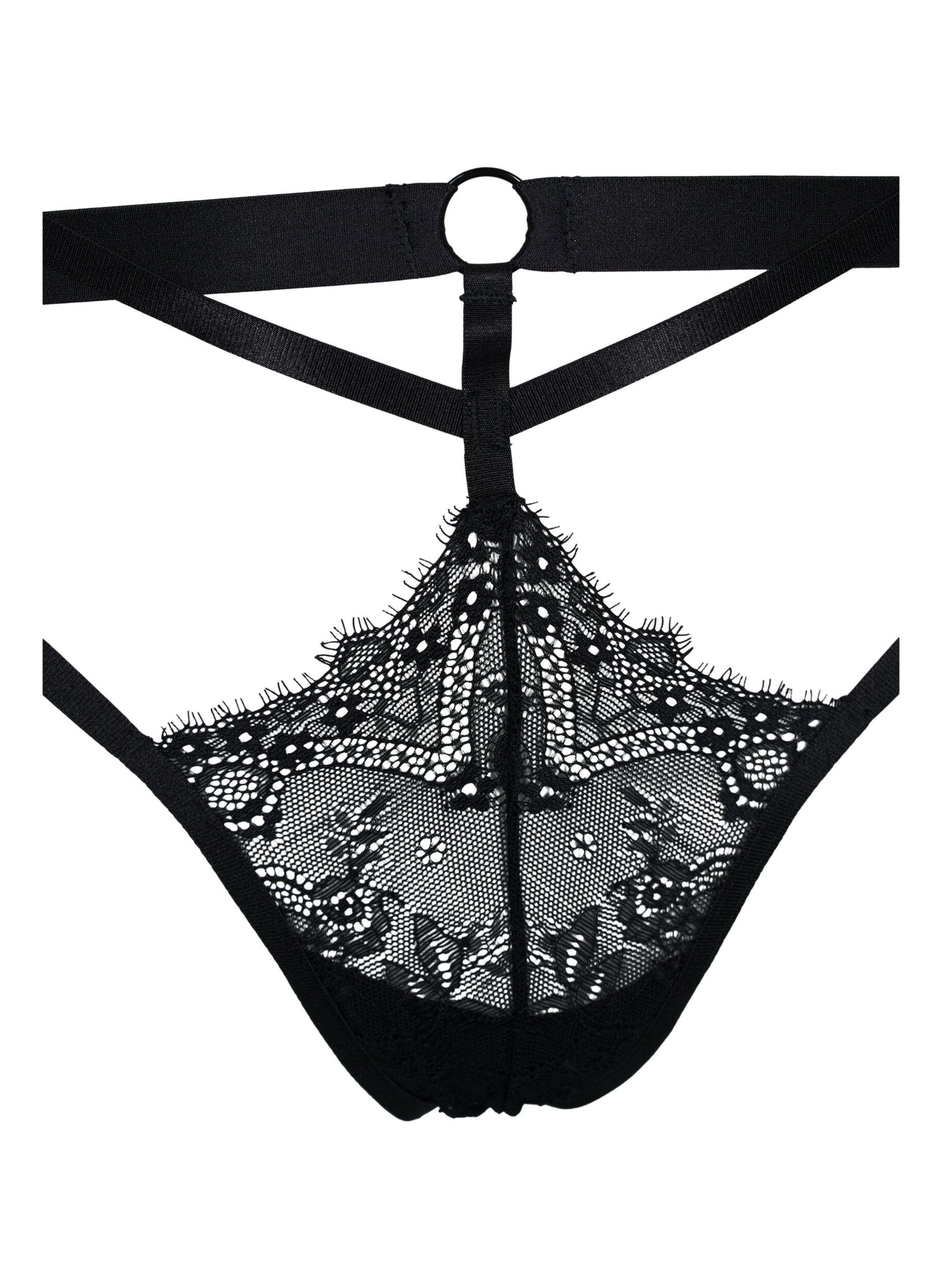 Zizzi String avec ficelle et dentelle, Black, Packshot image number 2