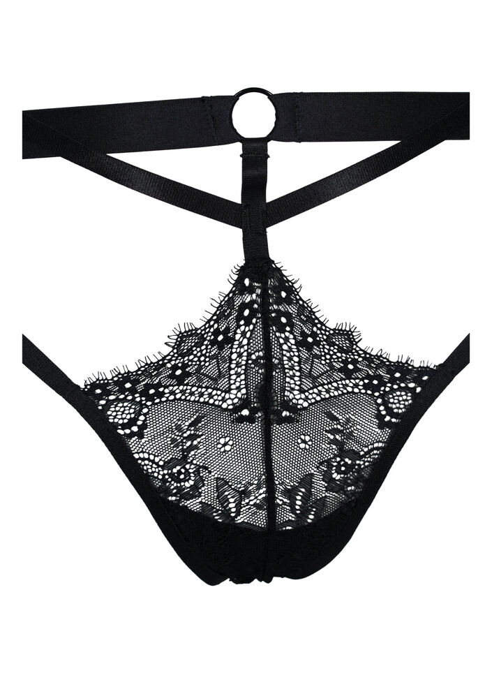 String avec ficelle et dentelle, Black, Packshot image number 2