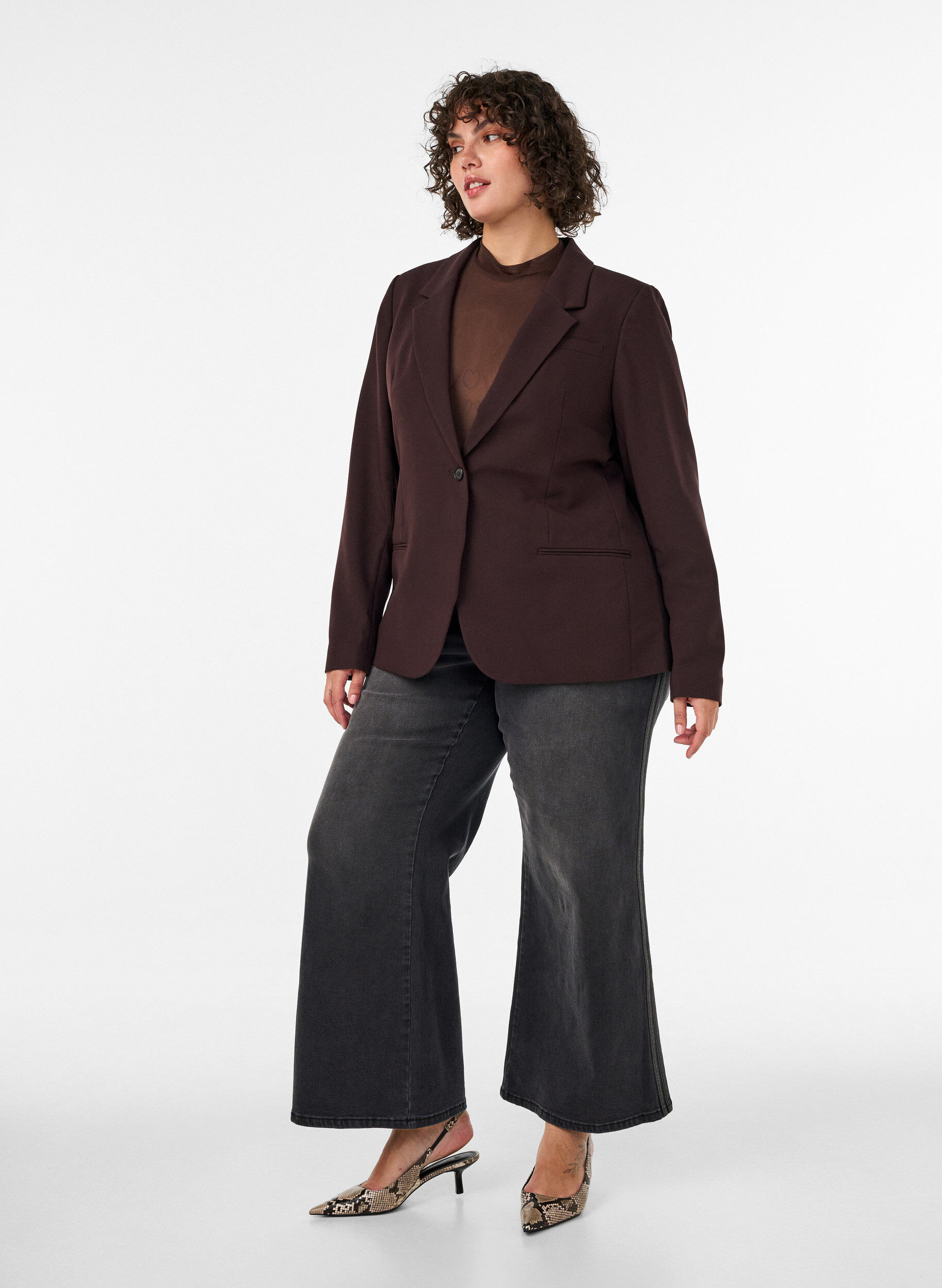 ZizziBlazer classique &agrave; fermeture &agrave; un bouton, Marron, Model image number 1