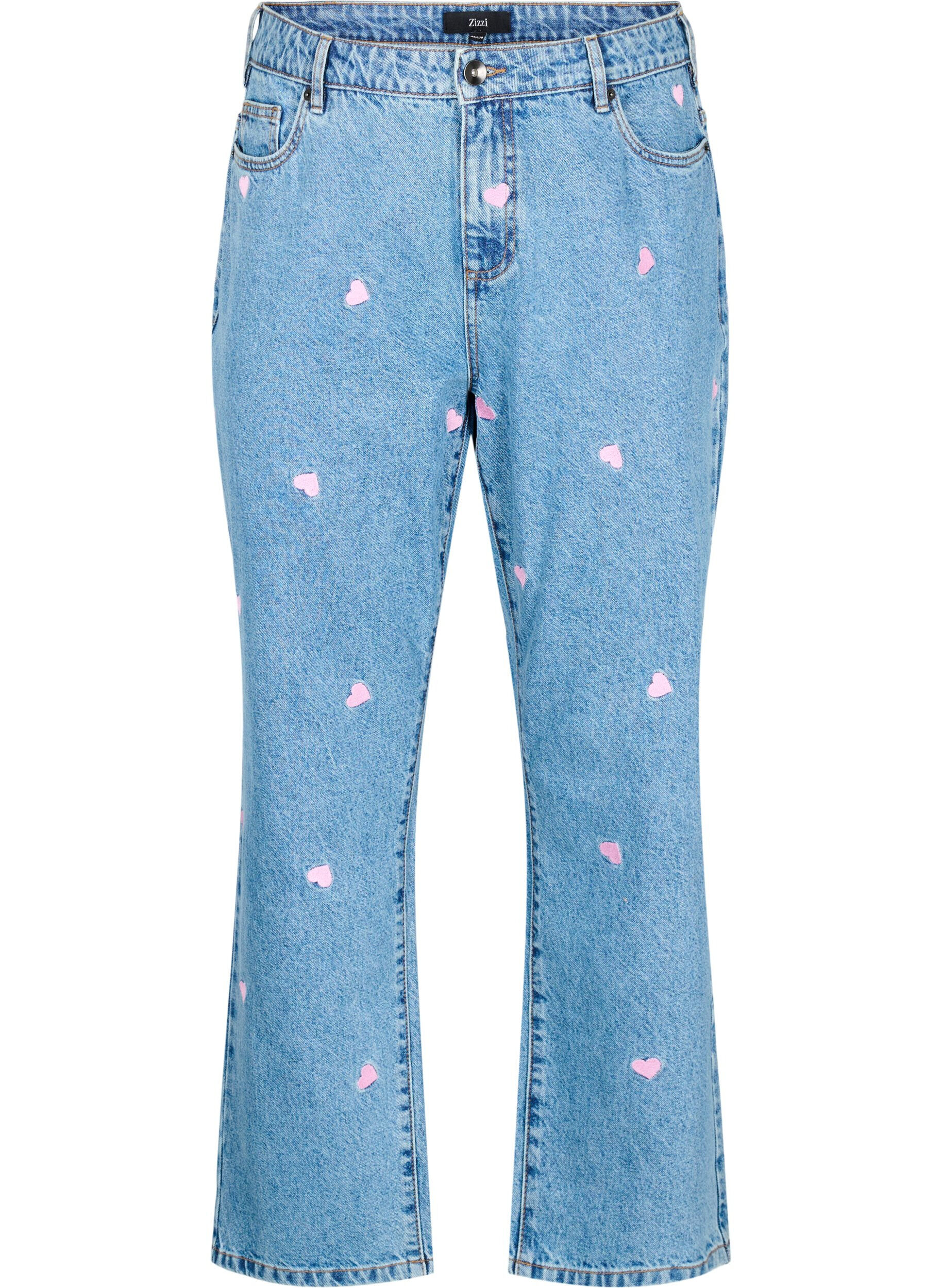 Zizzi Jean Gemma &agrave; taille haute et &agrave; d&eacute;cor l&egrave;vres, Bleu, Packshot image number 0