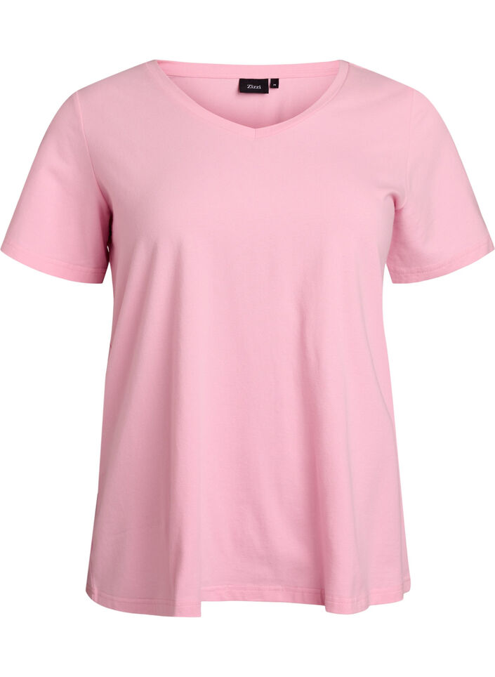 T-shirt basic uni en coton, Rose, Packshot image number 0