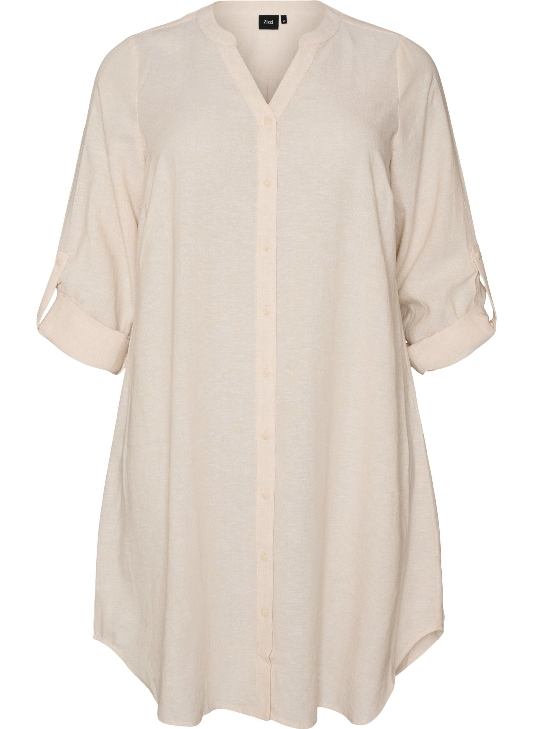 Chemise longue en lin et viscose
