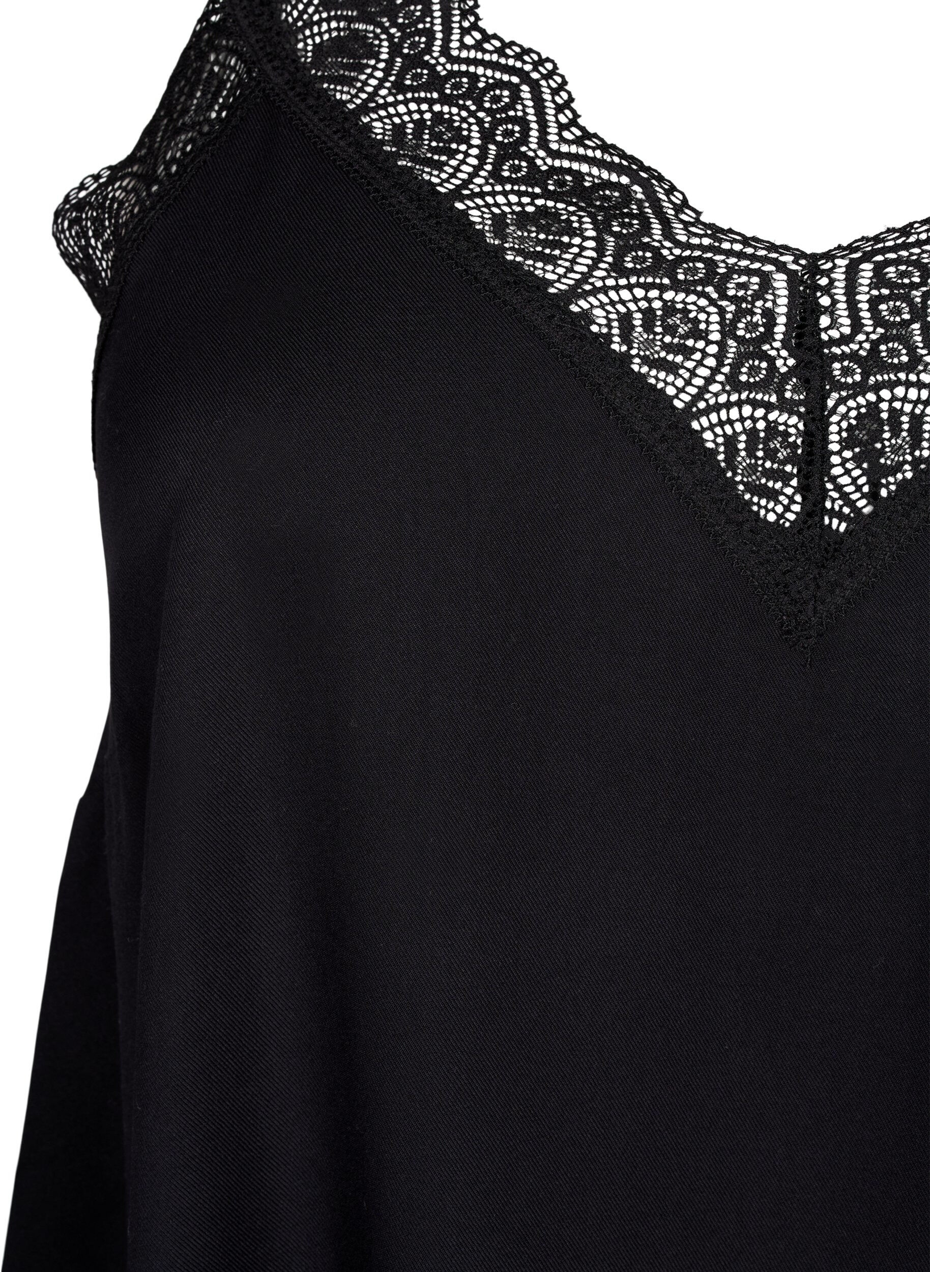 Zizzi Robe &agrave; bretelles en viscose orn&eacute;e de dentelle, Black, Packshot image number 2