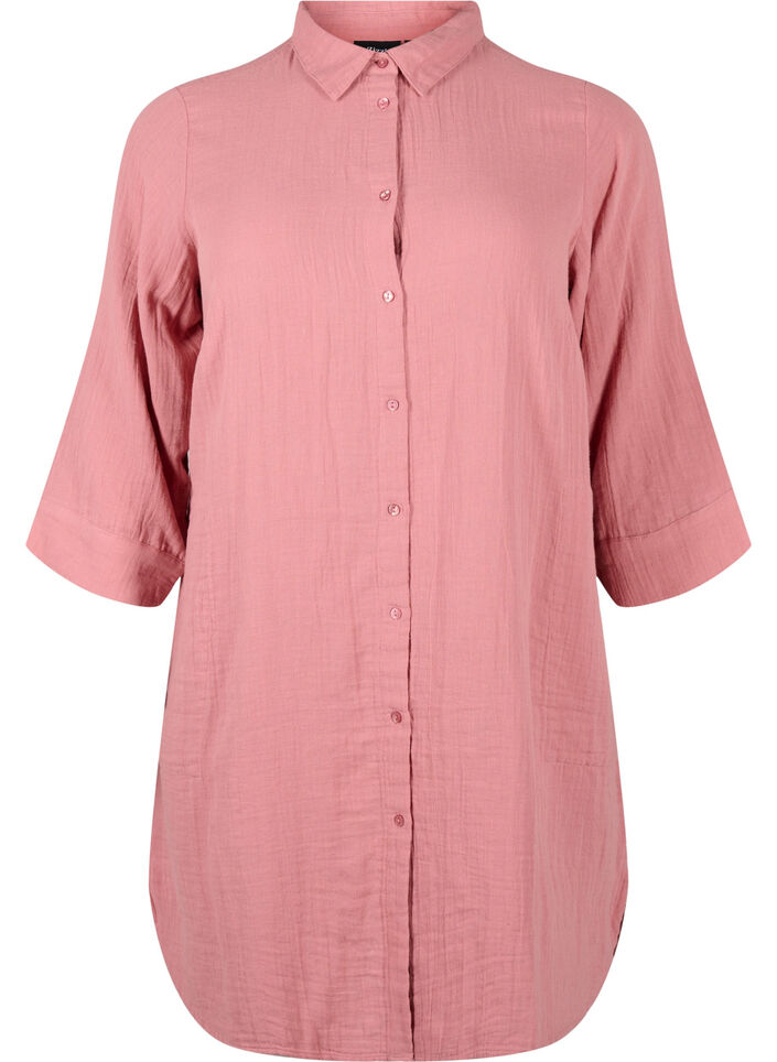 Chemise longue en mousseline de coton, Old Rose, Packshot image number 0