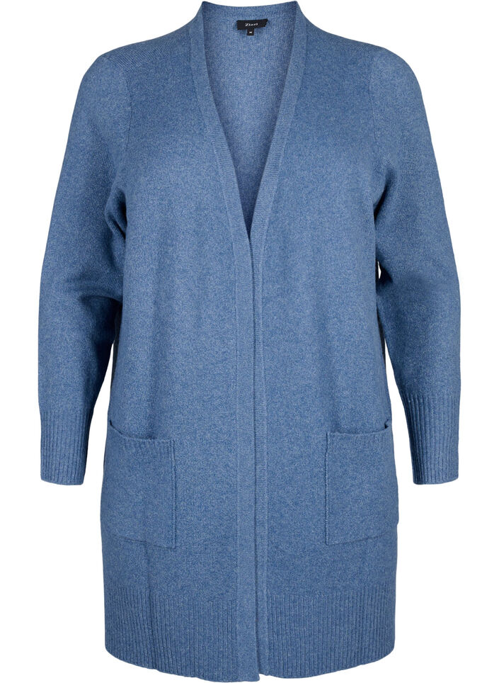 Cardigan en tricot c&ocirc;tel&eacute; avec poches, Bleu, Packshot image number 0