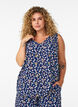 Haut imprim&eacute; avec col en V, Bleu, Model image number 0
