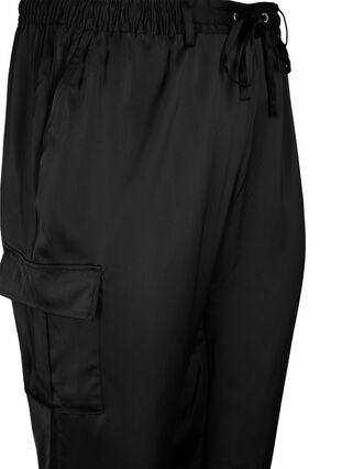Pantalons de cargaison en satin, Black, Packshot image number 2