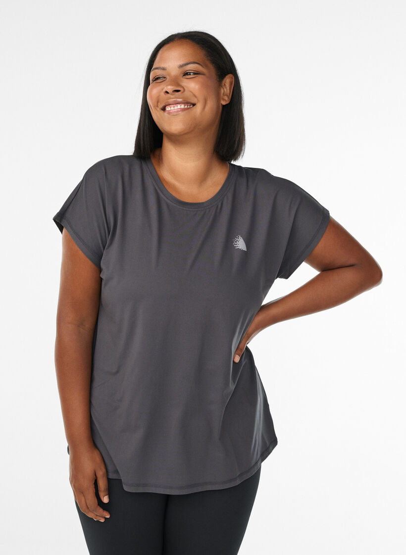 T-shirt de sport couleur unie, Gris anthracite, Model image number 0