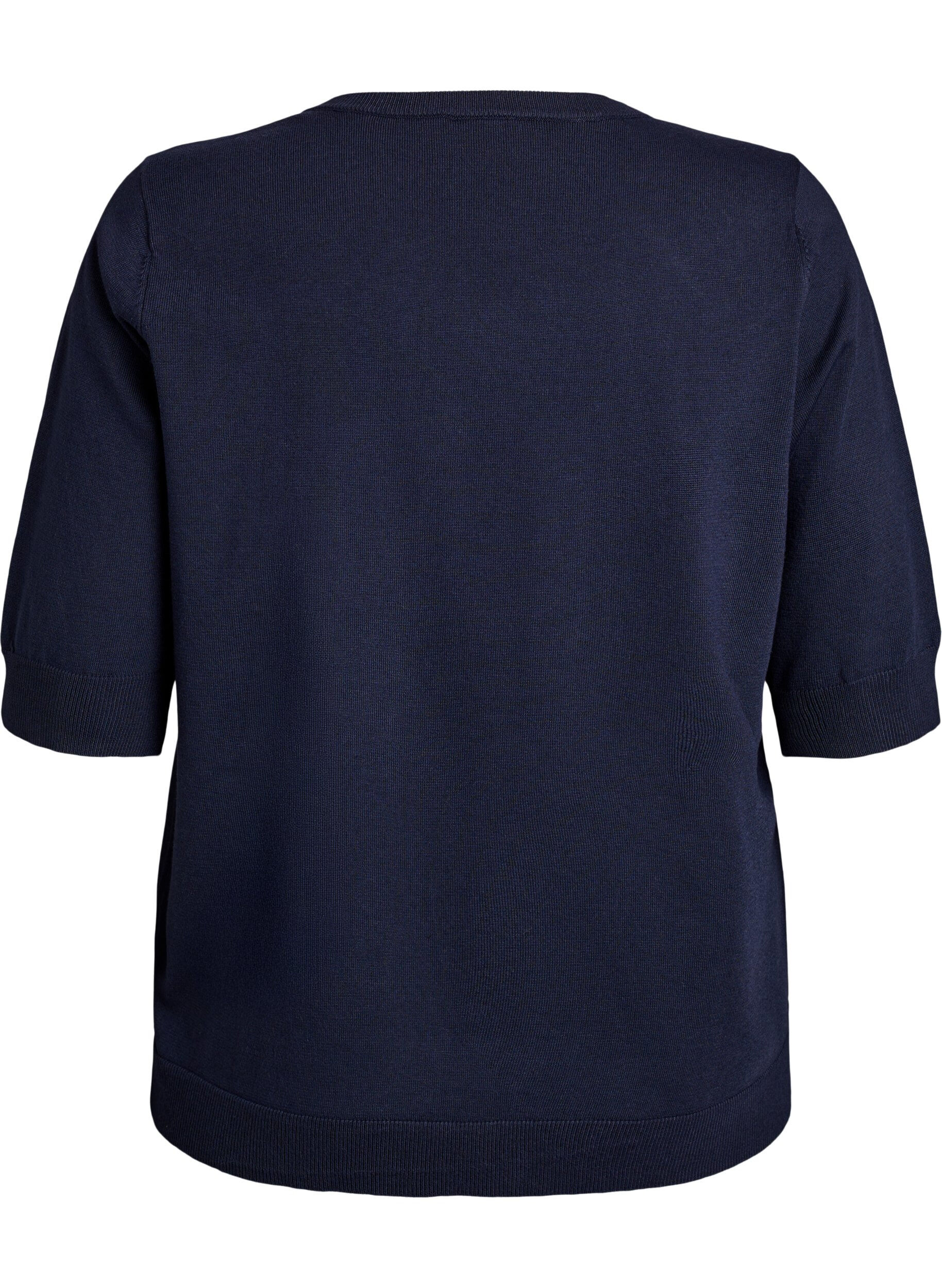 ZizziBlouse en fine maille &agrave; manches courtes, Bleu, Packshot image number 1