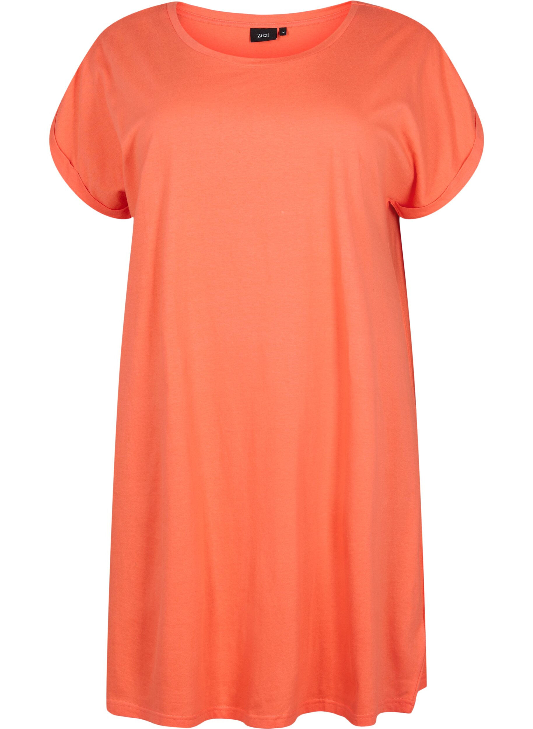 Zizzi Robe en coton &agrave; manches courtes (2-pack), Living Coral / Black, Packshot image number 3