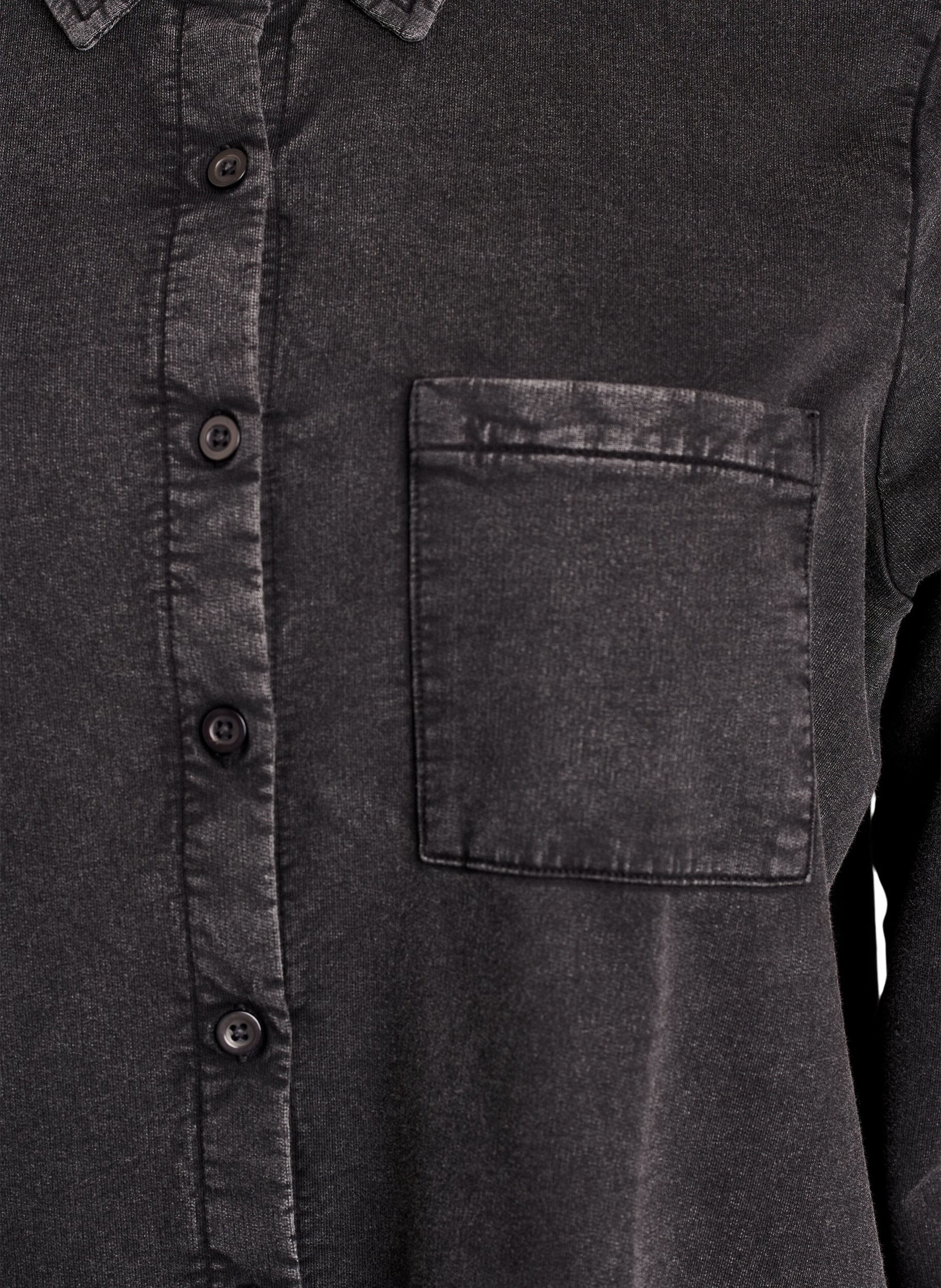 Zizzi Chemise en molleton &agrave; effet d&eacute;lav&eacute;, Gris anthracite, Packshot image number 2