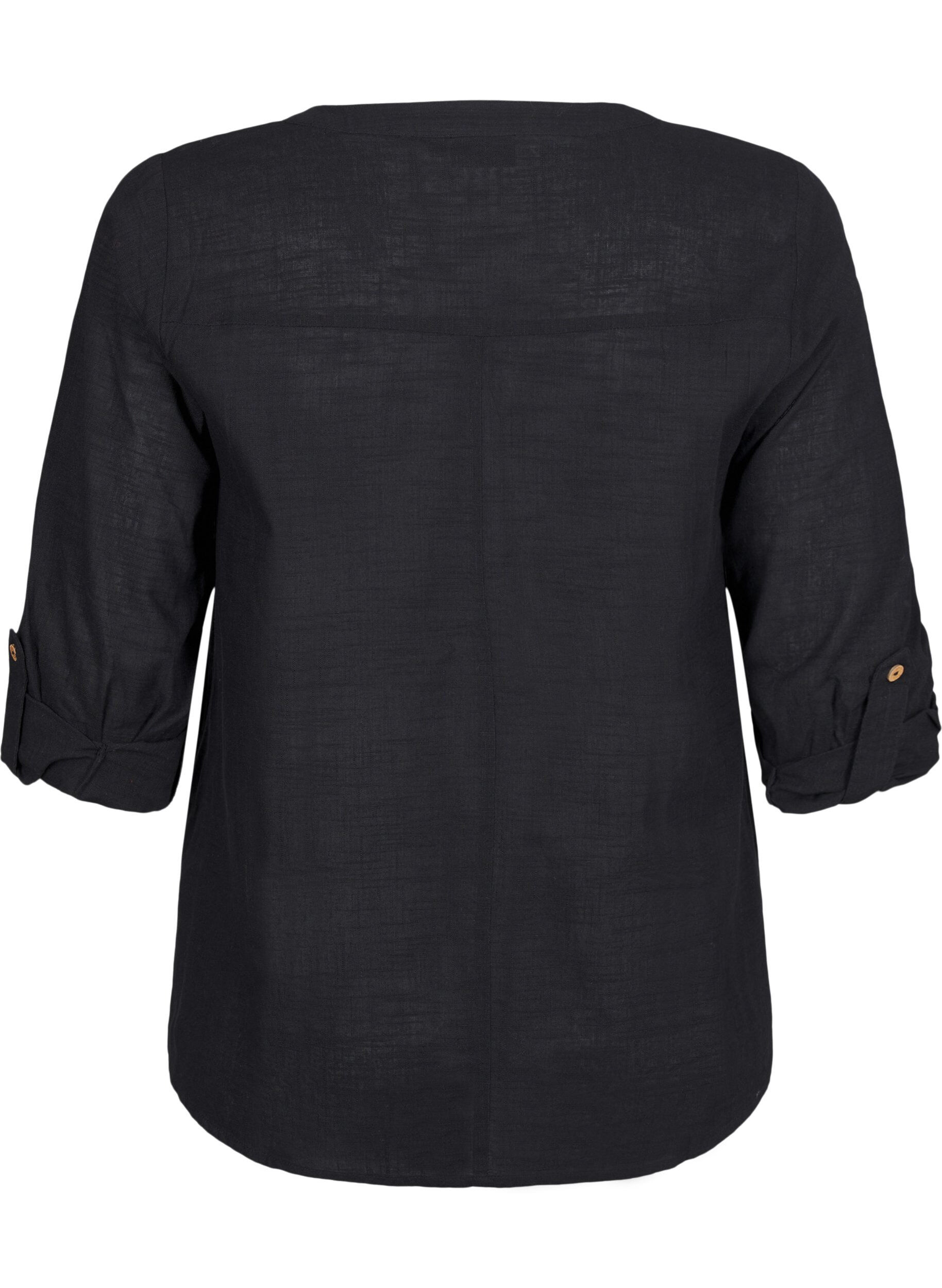 ZizziChemisier en coton avec un col en V, Noir, Packshot image number 1