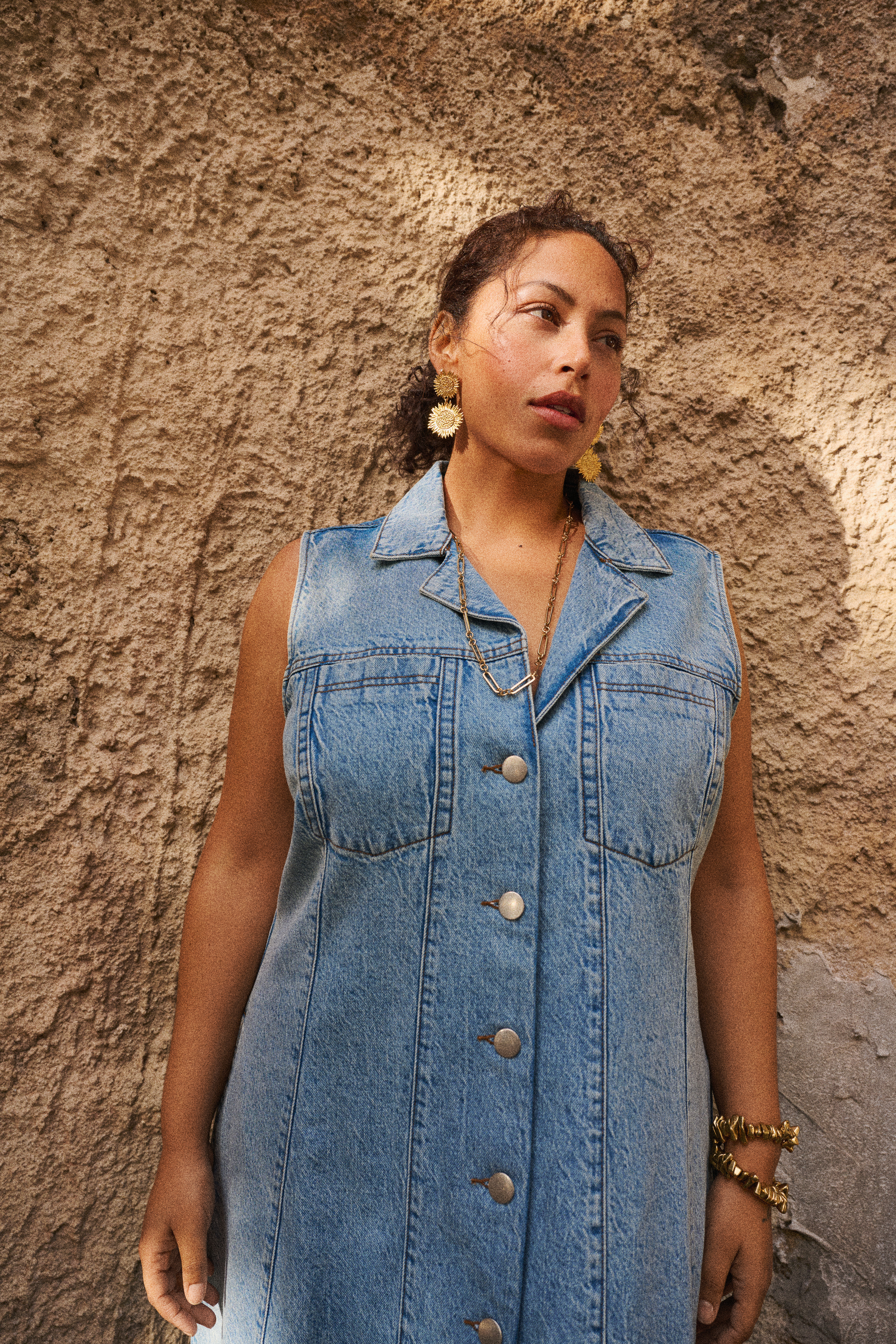 Robe sans manches en jean, , Model