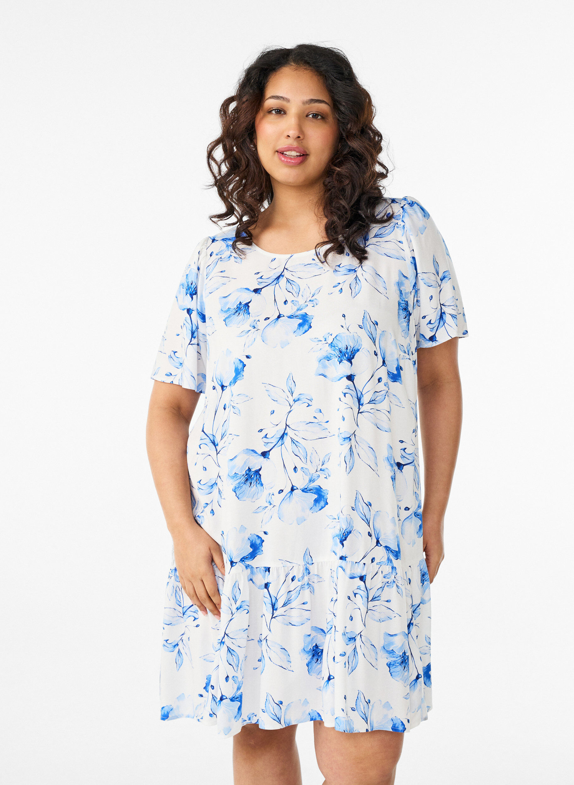 ZizziRobe en viscose avec d&eacute;coupe, Blanc, Model image number 0