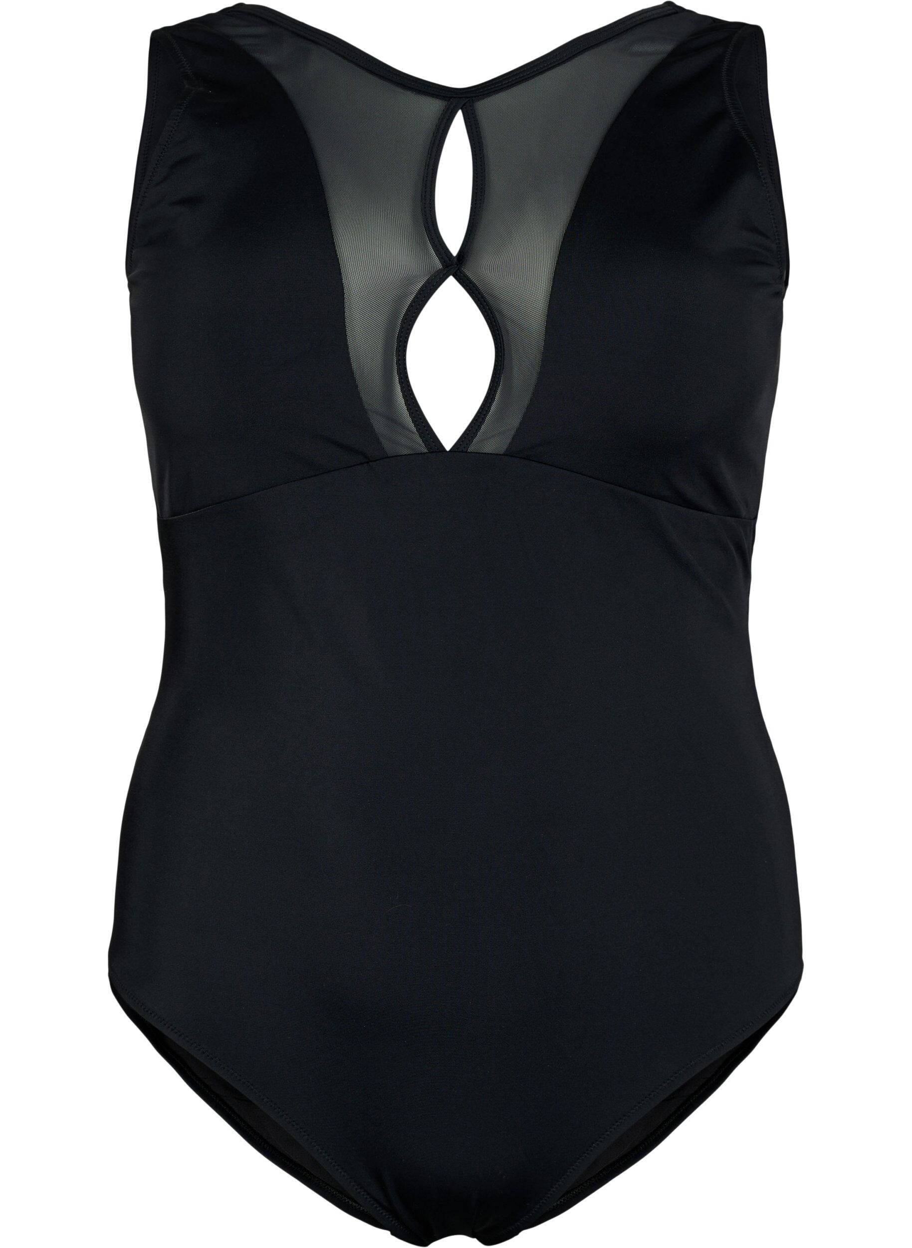 Zizzi Maillot de bain avec d&eacute;tails en r&eacute;sille sur le devant, Black, Packshot image number 0