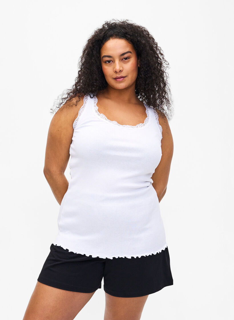 Haut &agrave; dentelle, Blanc, Model image number 0
