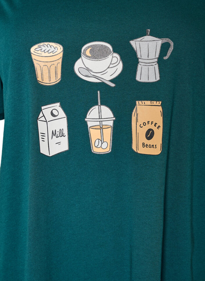 Chemise de nuit &agrave; manches courtes en coton biologique, Vert fonc&eacute;, Packshot image number 2