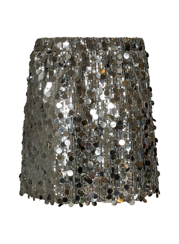 Jupe courte &agrave; sequins avec une ceinture &eacute;lastique, Gris anthracite, Packshot
