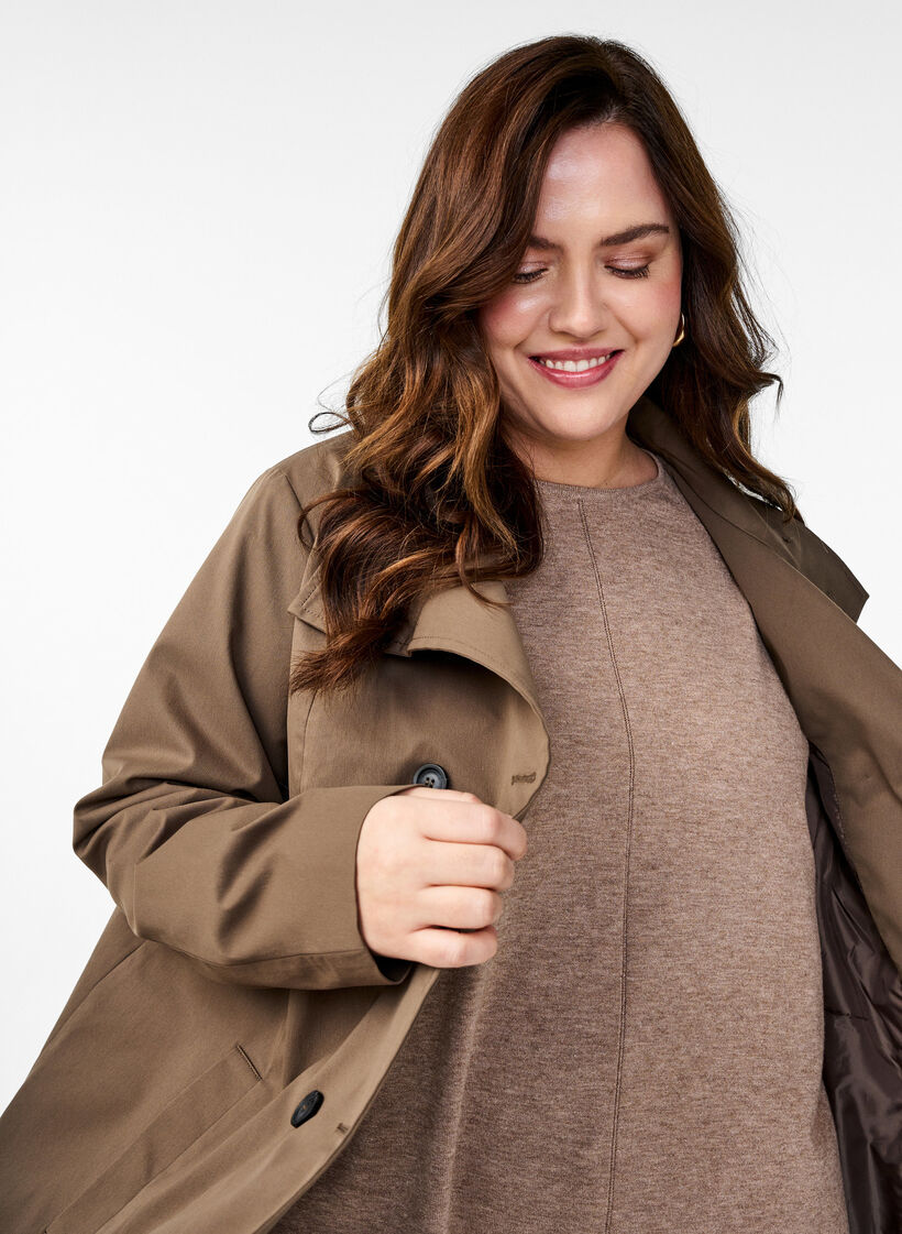 Veste de printemps hydrofuge avec coupe en A, Marron, Image image number 0