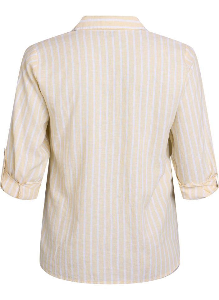 Chemise en lin et viscose avec manches 3/4, Beige, Packshot image number 1