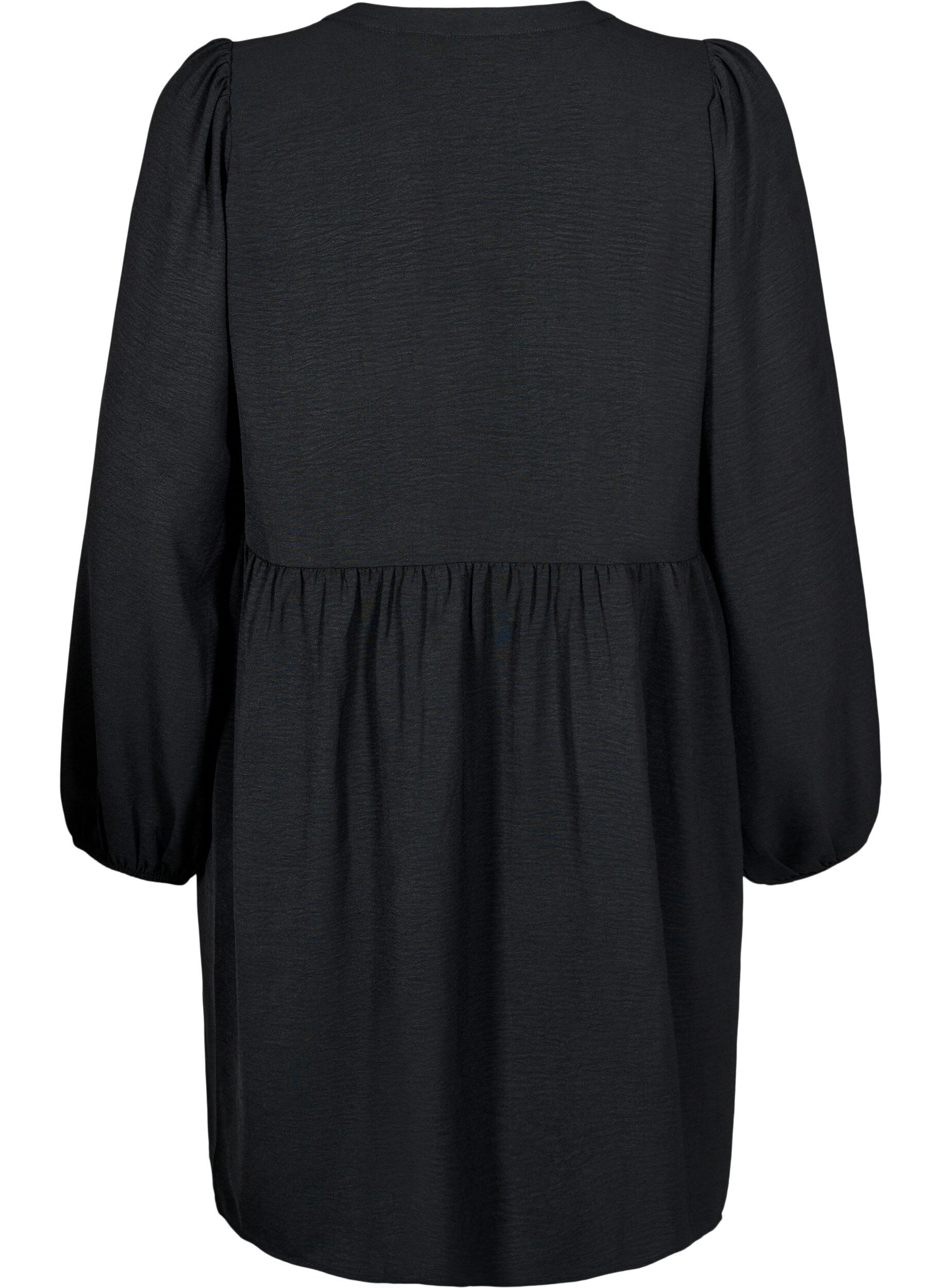 Zizzi FLASH - Robe courte avec des plis et des manches longues, Noir, Packshot image number 1